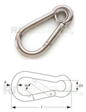 Karabijnhaken rvs met ring  width=
