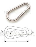 Karabijnhaken rvs eivormig  width=