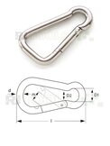 Karabijnhaken rvs peervormig  width=