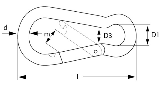 Karabijnhaak 60 mm verzinkt