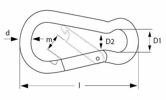 Karabijnhaak 40 mm zwart verzinkt