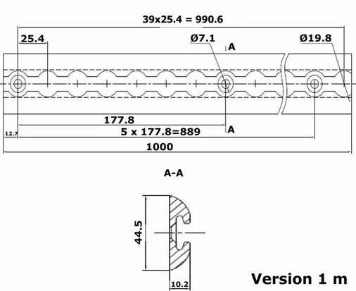 Airline rails 1 meter