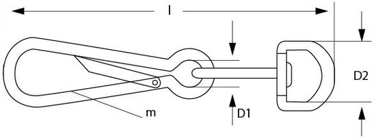 Simplex haak 25 mm vernikkeld