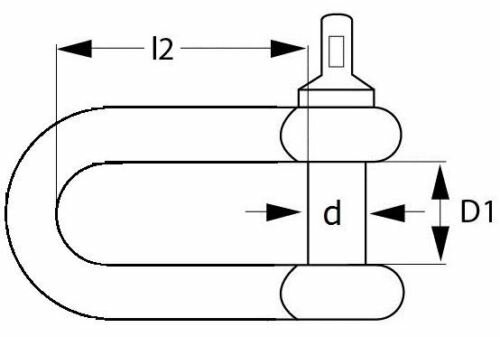 D-sluiting 06 mm zwart verzinkt