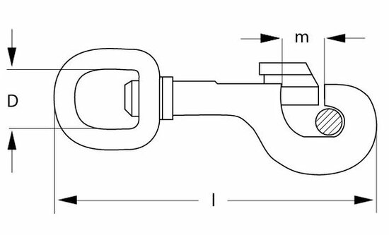 Karabinerhaken mit Trapezwirbel - Länge 68 mm - vernickelt