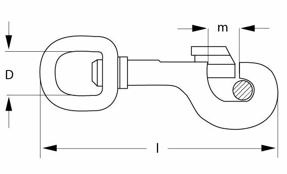 Karabinerhaken mit Trapezwirbel - Länge 68 mm - vernickelt