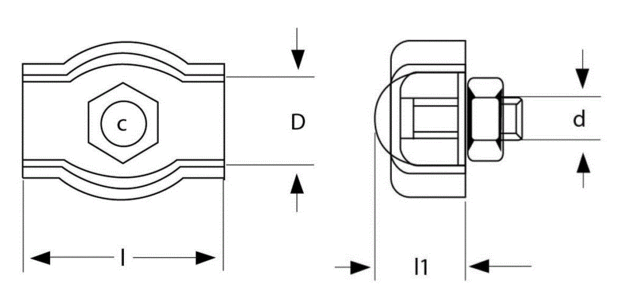 Einfache Simplexklemme - für 3 mm Seil - verzinkt