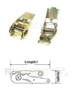 Spanratel smalle handgreep - 25 mm - geel 