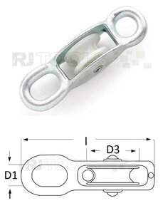 Katrol 30 mm twee vaste ogen