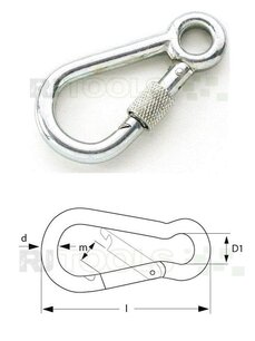 Karabinerhaken mit Schraubverschluß und Kausche - Länge 100 mm - verzinkt Karabinerhaken mit Schraubverschluß und Kausche - Länge 100 mm - verzinkt