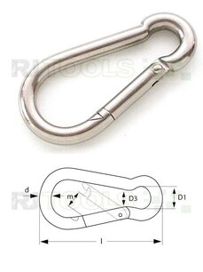 Karabijnhaak 120 x 11 mm rvs