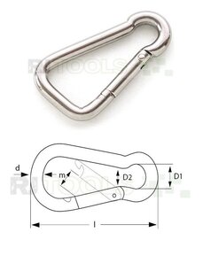 Karabijnhaak 80 mm rvs peervormig