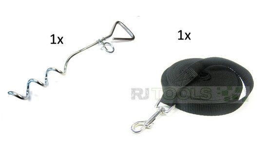 Honden looplijn zwart - 10 meter + Spiraalharing