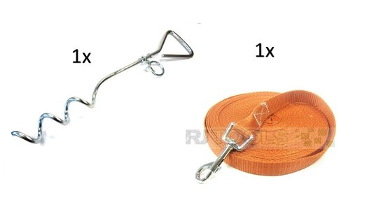 Honden looplijn bruin - 10 meter + Spiraalharing