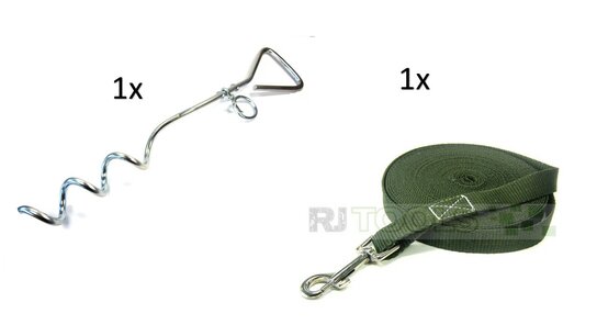 Honden looplijn groen - 10 meter + Spiraalharing