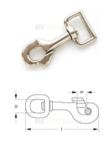 Karabinerhaken mit rechteckigem Wirbel - Länge 81 mm - vernickelt