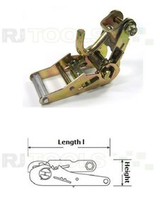 Spannratsche mit schmalem Handgriff und Karabinerhaken - für Bandbreite 36 mm - hochfester Stahl