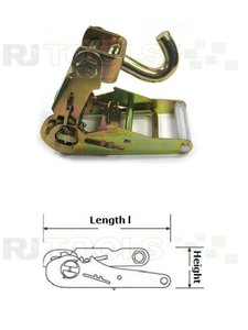 Spannratsche mit schmalem Handriff und Karabinerhaken - für 50 mm Band - hochfester Stahl  