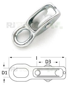 Blockseilrolle mit festem Auge - Rollenbreite 15 mm - verzinkt