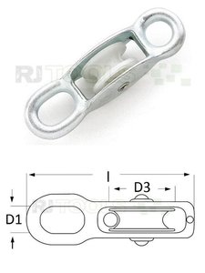 Blockseilrolle mit 2 festen Augen - Rollenbreite 30 mm - verzinkt