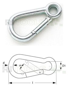 Karabinerhaken mit Kausche - Länge 70 mm - verzinkt