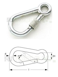 Karabinerhaken mit Kausche und Schraubsicherung - Länge 60 mm - verzinkt