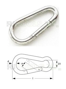 Karabijnhaak 100 mm eivormig