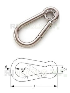 Karabinerhaken mit Kausche - Länge 50 mm - Edelstahl rostfrei