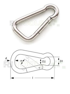 Karabinerhaken birnenförmig - Länge 60 mm - Edelstahl