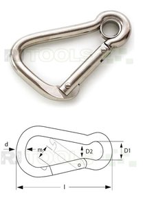 Karabijnhaak 90 mm peervormig met ring.