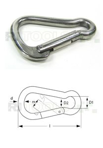 Karabinerhaken birnenförmig- Länge 90 mm - Edelstahl