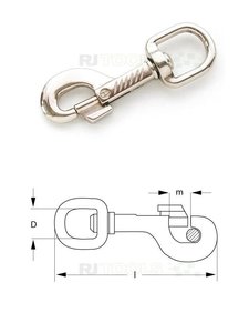 Karabinerhaken mit ovalem Wirbel - Länge 79 mm - vernickelt