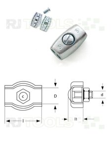 Eiform Klemme - für 2 mm Seil - verzinkt