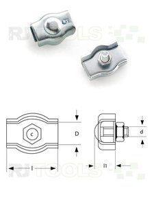 Einfache Simplexklemme - für 2 mm Seil - verzinkt