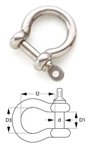 Schäkel geschweift - Bolzendurchmesser 10 mm- Edelstahl rostfrei