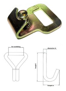 Flachhaken mit Sicherung - 25 mm